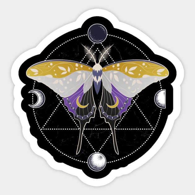 Nonbinary Luna Moth Celestial Cottagecore LGBT Pride Flag Sticker by Psitta